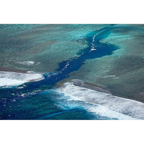 Channel in the reef-Avaavaroa Tapere-by Turoa Beach-Rarotonga-Cook Islands-South Pacific Black Modern Wood Framed Art Print by Wall, David