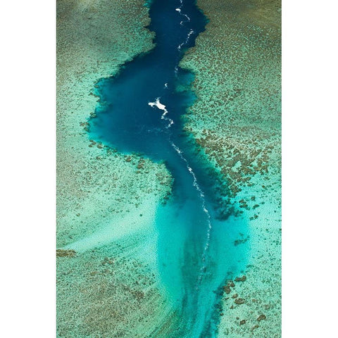 Channel in the reef-Avaavaroa Tapere-by Turoa Beach-Rarotonga-Cook Islands-South Pacific Black Modern Wood Framed Art Print by Wall, David