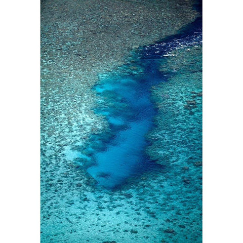 Channel in the reef-Vaimaanga Tapere-Rarotonga-Cook Islands-South Pacific Black Modern Wood Framed Art Print by Wall, David