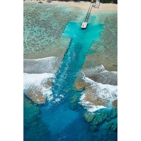 Channel in the reef-Akaoa Tapere-Rarotonga-Cook Islands-South Pacific Black Modern Wood Framed Art Print by Wall, David