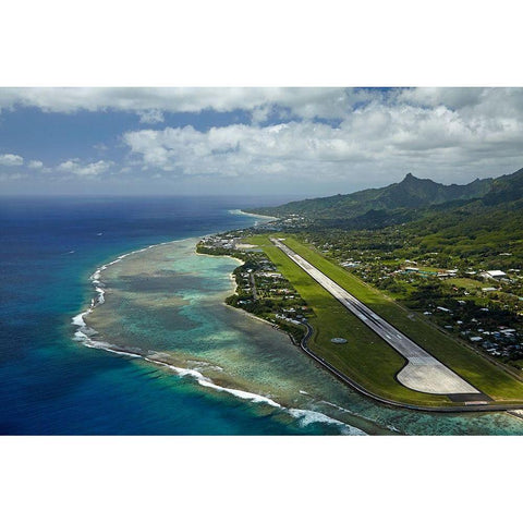 Rarotonga International Airport-Avarua-Rarotonga-Cook Islands-South Pacific Black Modern Wood Framed Art Print by Wall, David