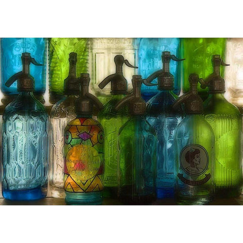 Argentina, Buenos Aires Glass soda bottles Black Modern Wood Framed Art Print by Kaveney, Wendy