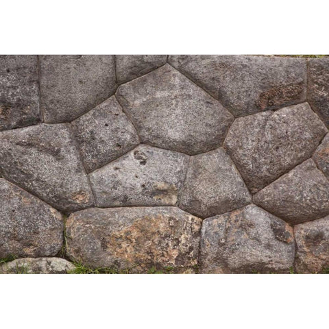 Peru, Cuzco Inca wall at Fort Sacsayhuaman ruins Black Modern Wood Framed Art Print by Kaveney, Wendy