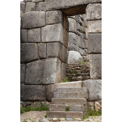 Peru, Cuzco Inca Fort Sacsayhuaman ruins White Modern Wood Framed Art Print by Kaveney, Wendy