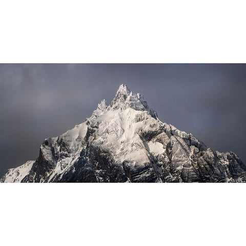 South America-Argentina-Tierra del Fuego Snowy peak of Mt Olivia  White Modern Wood Framed Art Print by Jaynes Gallery