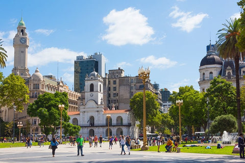 Clock tower of City Legislature Building-Buenos Aires Cabildo and Buenos Aires City Hall in Plaza d Black Ornate Wood Framed Art Print with Double Matting by Su, Keren