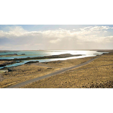 Argentina-Santa Cruz Puerto Deseado-Deseado River estuary in low tide White Modern Wood Framed Art Print by Molinari, Michele