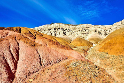 Argentina-Santa Cruz-geological formations White Modern Wood Framed Art Print with Double Matting by Molinari, Michele