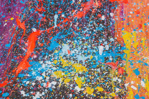 Argentina- Buenos Aires. Colorful paint splatters. Black Modern Wood Framed Art Print by Haseltine, Tom