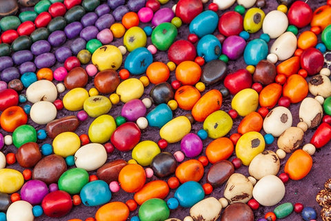 Argentina- Buenos Aires. Colorful beads. Black Modern Wood Framed Art Print by Haseltine, Tom