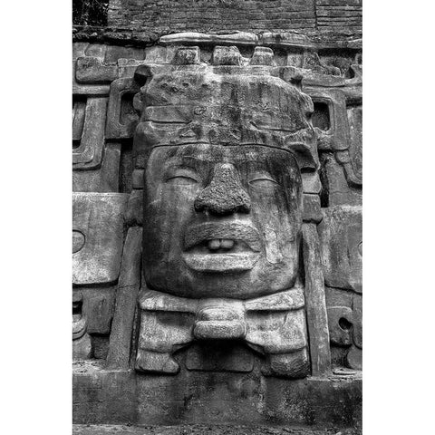 Belize-Central America-Mayan Temple Ruin-Mask Temple-Lamanai-Dated from AD 625 White Modern Wood Framed Art Print by Norring, Tom