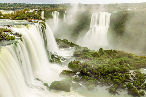 Brazil-Iguazu Falls Landscape of waterfalls  White Modern Wood Framed Art Print with Double Matting by Jaynes Gallery