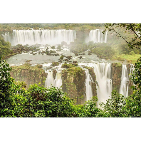 Brazil-Iguazu Falls Landscape of waterfalls  Black Modern Wood Framed Art Print by Jaynes Gallery