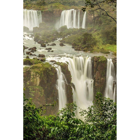 Brazil-Iguazu Falls Landscape of waterfalls  Black Modern Wood Framed Art Print with Double Matting by Jaynes Gallery