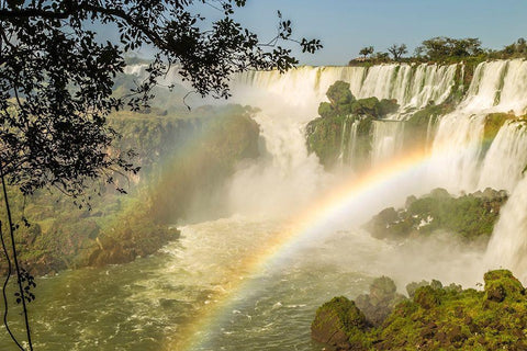 Brazil-Iguazu Falls Landscape of waterfalls  White Modern Wood Framed Art Print with Double Matting by Jaynes Gallery