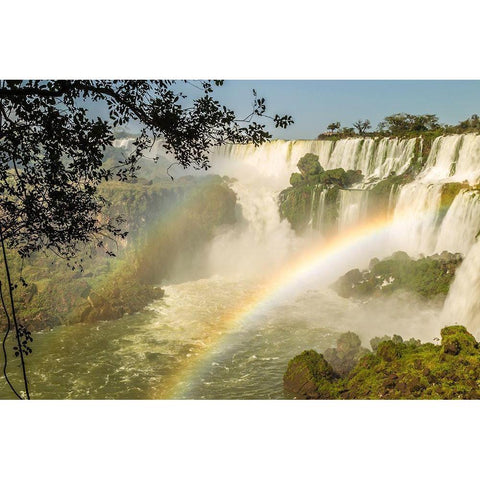 Brazil-Iguazu Falls Landscape of waterfalls  Black Modern Wood Framed Art Print by Jaynes Gallery