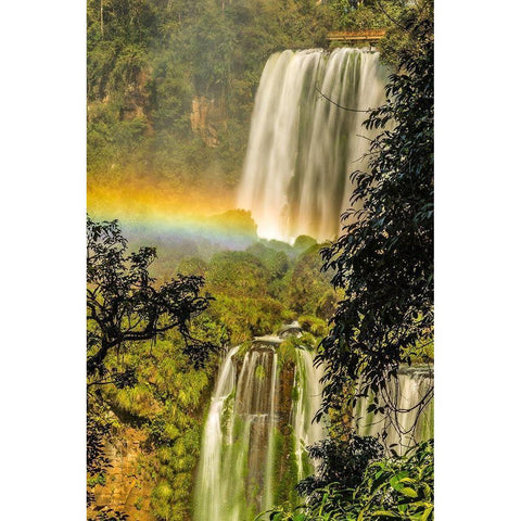 Brazil-Iguazu Falls Landscape of waterfalls  White Modern Wood Framed Art Print by Jaynes Gallery
