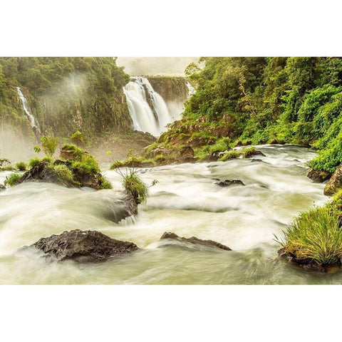Brazil-Iguazu Falls Landscape of waterfalls  Gold Ornate Wood Framed Art Print with Double Matting by Jaynes Gallery