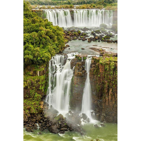 Brazil-Iguazu Falls Landscape of waterfalls  Black Modern Wood Framed Art Print with Double Matting by Jaynes Gallery