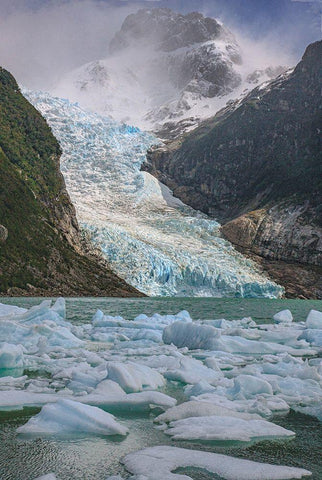 The Serrano glacier is one of the main attractions found in Parc Nacional Bernardo Higgins in Chile Black Ornate Wood Framed Art Print with Double Matting by Ostrowitz, Mallorie