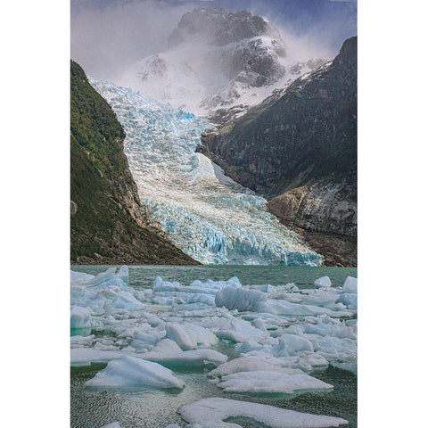 The Serrano glacier is one of the main attractions found in Parc Nacional Bernardo Higgins in Chile White Modern Wood Framed Art Print by Ostrowitz, Mallorie