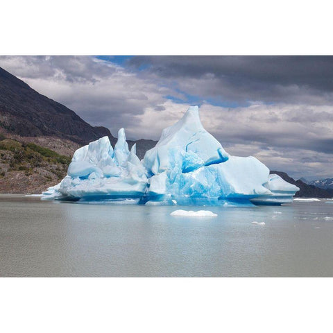 Located within Parc Nacional Torres del Paine-this lake is home to numerous icebergs and glaciers White Modern Wood Framed Art Print by Ostrowitz, Mallorie