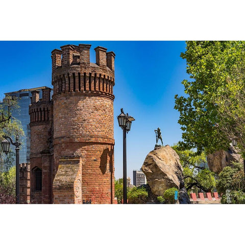 Castillo Hidalgo-Santiago-Chile-Castle created in 1816 Black Modern Wood Framed Art Print by Perry, William