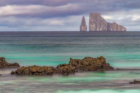 Kicker Rock or Leon Dormido-San Cristobal Island-Galapagos-Ecuador Black Ornate Wood Framed Art Print with Double Matting by Jones, Adam
