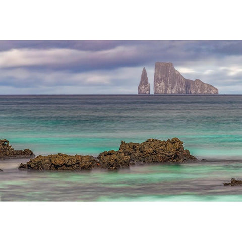 Kicker Rock or Leon Dormido-San Cristobal Island-Galapagos-Ecuador White Modern Wood Framed Art Print by Jones, Adam