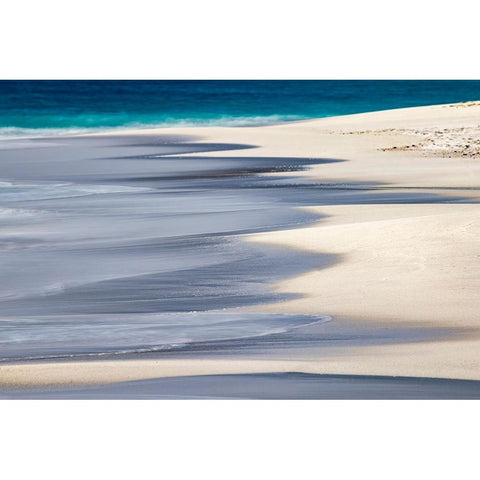 Surf pattern washing up on white sandy beach-Espanola Island-Galapagos Islands-Ecuador Black Modern Wood Framed Art Print by Jones, Adam