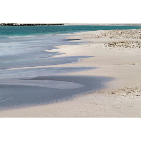 Surf pattern washing up on white sandy beach-Espanola Island-Galapagos Islands-Ecuador Black Modern Wood Framed Art Print by Jones, Adam