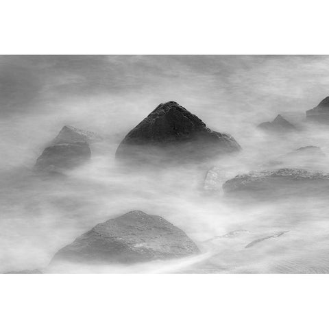 Waves crashing over lava rocks on shoreline of Espanola Island-Galapagos Islands-Ecuador Black Modern Wood Framed Art Print by Jones, Adam