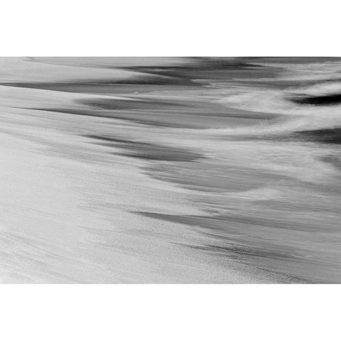 Surf pattern washing up on white sandy beach-Espanola Island-Galapagos Islands-Ecuador Black Modern Wood Framed Art Print by Jones, Adam
