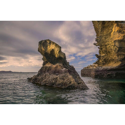 Rock formation off Bartholomew Island-Galapagos Islands-Ecuador Gold Ornate Wood Framed Art Print with Double Matting by Jones, Adam