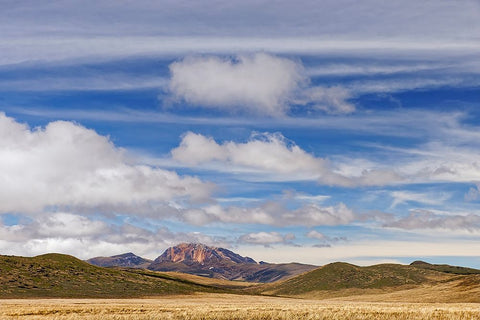Distant mountain and clouds at high elevation-Antisana Ecological Reserve-Ecuador White Modern Wood Framed Art Print with Double Matting by Jones, Adam