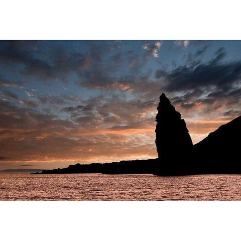 Pinnacle Rock at sunset-Bartholomew Island-Galapagos Islands-Ecuador Black Modern Wood Framed Art Print with Double Matting by Jones, Adam