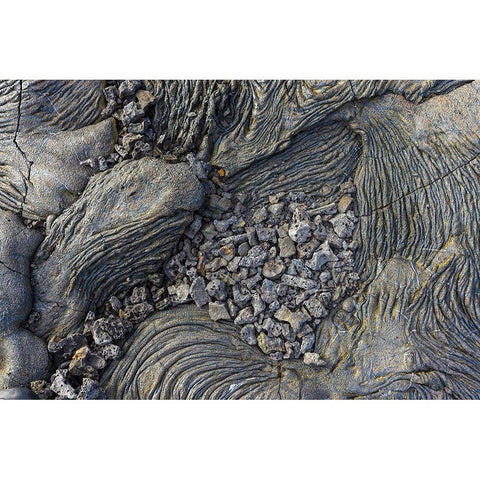 Recent Pahoehoe lava flow-Sullivan Bay-Santiago Island-Galapagos Islands-Ecuador Black Modern Wood Framed Art Print with Double Matting by Jones, Adam