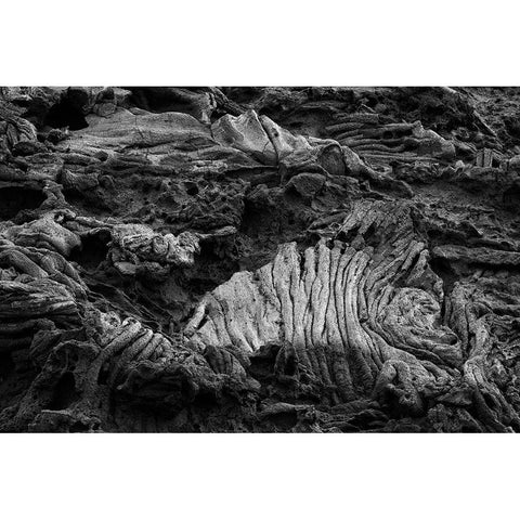 Recent Pahoehoe lava flow-Sullivan Bay-Santiago Island-Galapagos Islands-Ecuador Gold Ornate Wood Framed Art Print with Double Matting by Jones, Adam