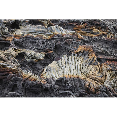 Recent Pahoehoe lava flow-Sullivan Bay-Santiago Island-Galapagos Islands-Ecuador Black Modern Wood Framed Art Print by Jones, Adam