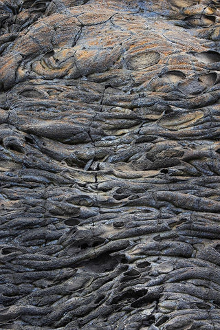 Recent Pahoehoe lava flow-Sullivan Bay-Santiago Island-Galapagos Islands-Ecuador White Modern Wood Framed Art Print with Double Matting by Jones, Adam