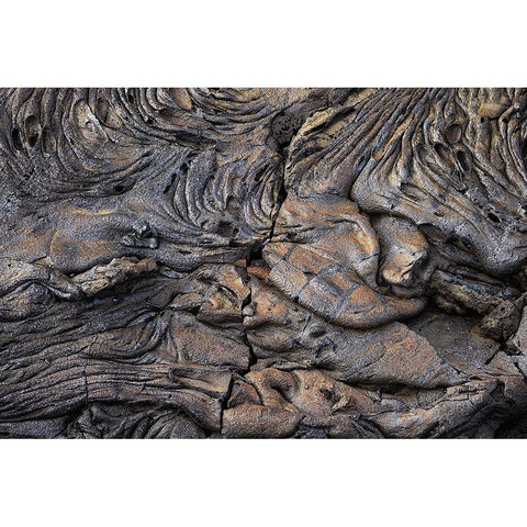 Recent Pahoehoe lava flow-Sullivan Bay-Santiago Island-Galapagos Islands-Ecuador Black Modern Wood Framed Art Print with Double Matting by Jones, Adam