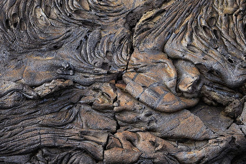 Recent Pahoehoe lava flow-Sullivan Bay-Santiago Island-Galapagos Islands-Ecuador White Modern Wood Framed Art Print with Double Matting by Jones, Adam
