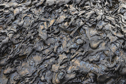 Recent Pahoehoe lava flow-Sullivan Bay-Santiago Island-Galapagos Islands-Ecuador Black Ornate Wood Framed Art Print with Double Matting by Jones, Adam