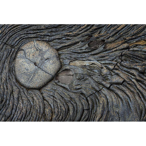 Recent Pahoehoe lava flow-Sullivan Bay-Santiago Island-Galapagos Islands-Ecuador Black Modern Wood Framed Art Print with Double Matting by Jones, Adam