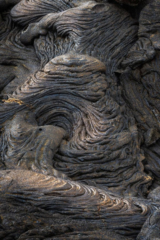 Recent Pahoehoe lava flow-Sullivan Bay-Santiago Island-Galapagos Islands-Ecuador White Modern Wood Framed Art Print with Double Matting by Jones, Adam
