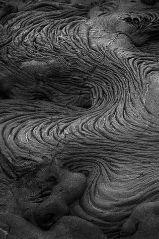 Recent Pahoehoe lava flow-Sullivan Bay-Santiago Island-Galapagos Islands-Ecuador White Modern Wood Framed Art Print with Double Matting by Jones, Adam