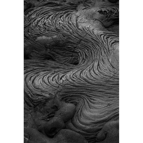 Recent Pahoehoe lava flow-Sullivan Bay-Santiago Island-Galapagos Islands-Ecuador Black Modern Wood Framed Art Print with Double Matting by Jones, Adam