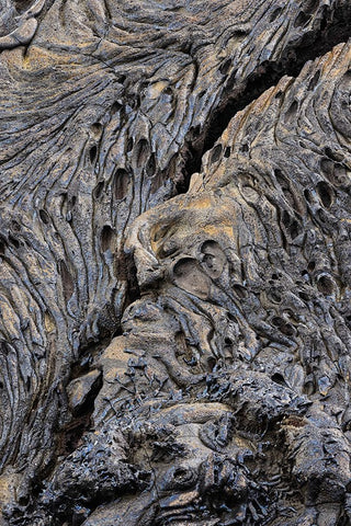 Recent Pahoehoe lava flow-Sullivan Bay-Santiago Island-Galapagos Islands-Ecuador White Modern Wood Framed Art Print with Double Matting by Jones, Adam