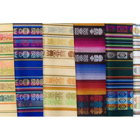 Ecuador, Quito Shawls displayed at market Black Modern Wood Framed Art Print by Morris, Arthur