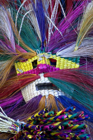 Mexico, San Miguel de Allende, Mask at market White Modern Wood Framed Art Print with Double Matting by Rotenberg, Nancy